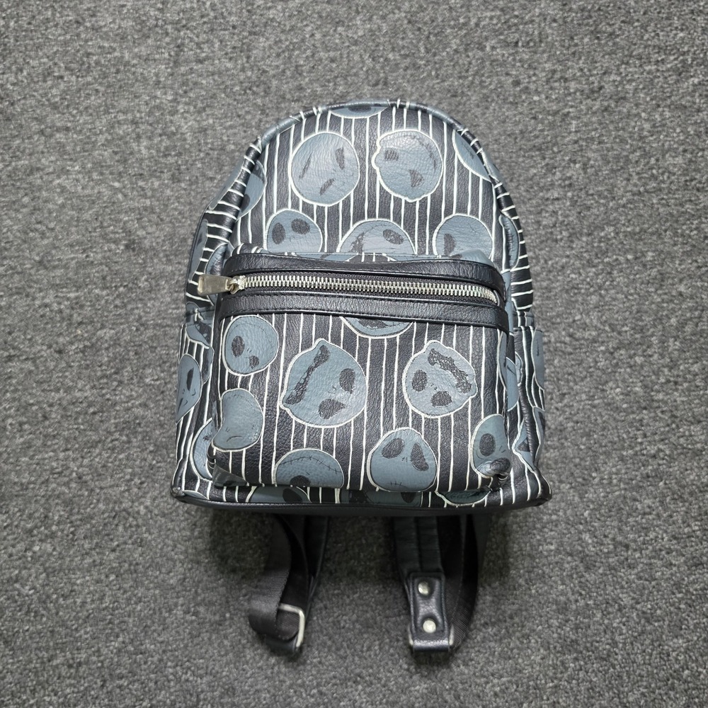 Disney Parks Jack Skellington Faces Mini Backpack Black Unisex Pinstripe